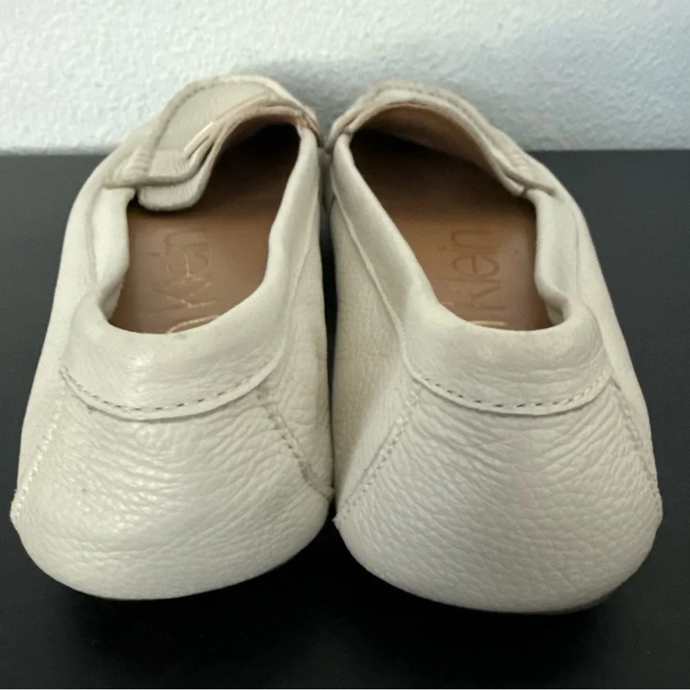 Calvin Klein Leta Cream Leather Flats Loafers Moccasin